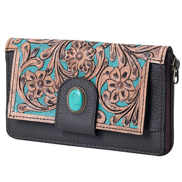 OHLAY WALLET Hand Tooled Genuine Leather women bag western handbag purse